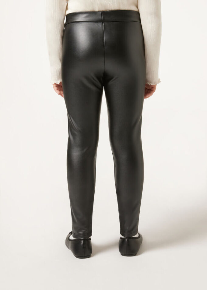 Dívčí Thermal legíny s koženým efektem
