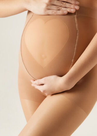 Průsvitné Maternity punčocháče 20 den s průsvitným srdcem