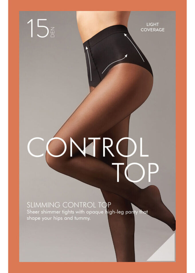 Průsvitné punčocháče Control Top, 15 denierů