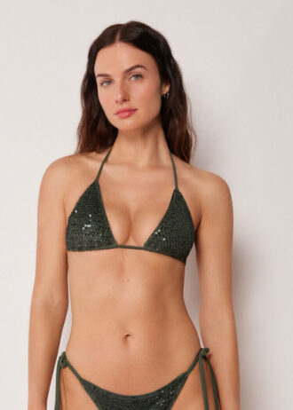 Trojúhelníkové plavkové top Sequin Net
