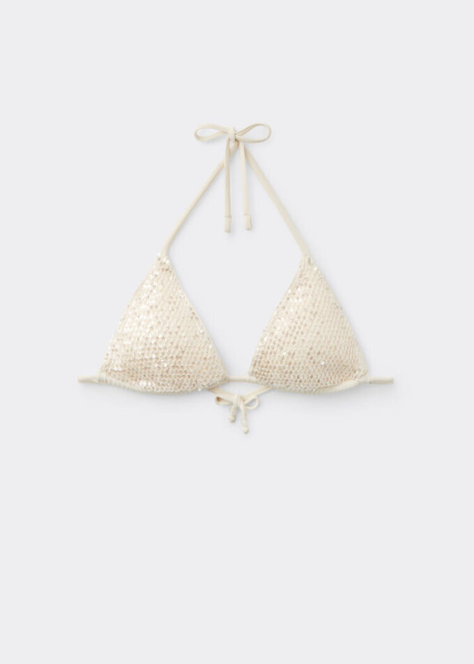 Trojúhelníkové plavkové top Sequin Net